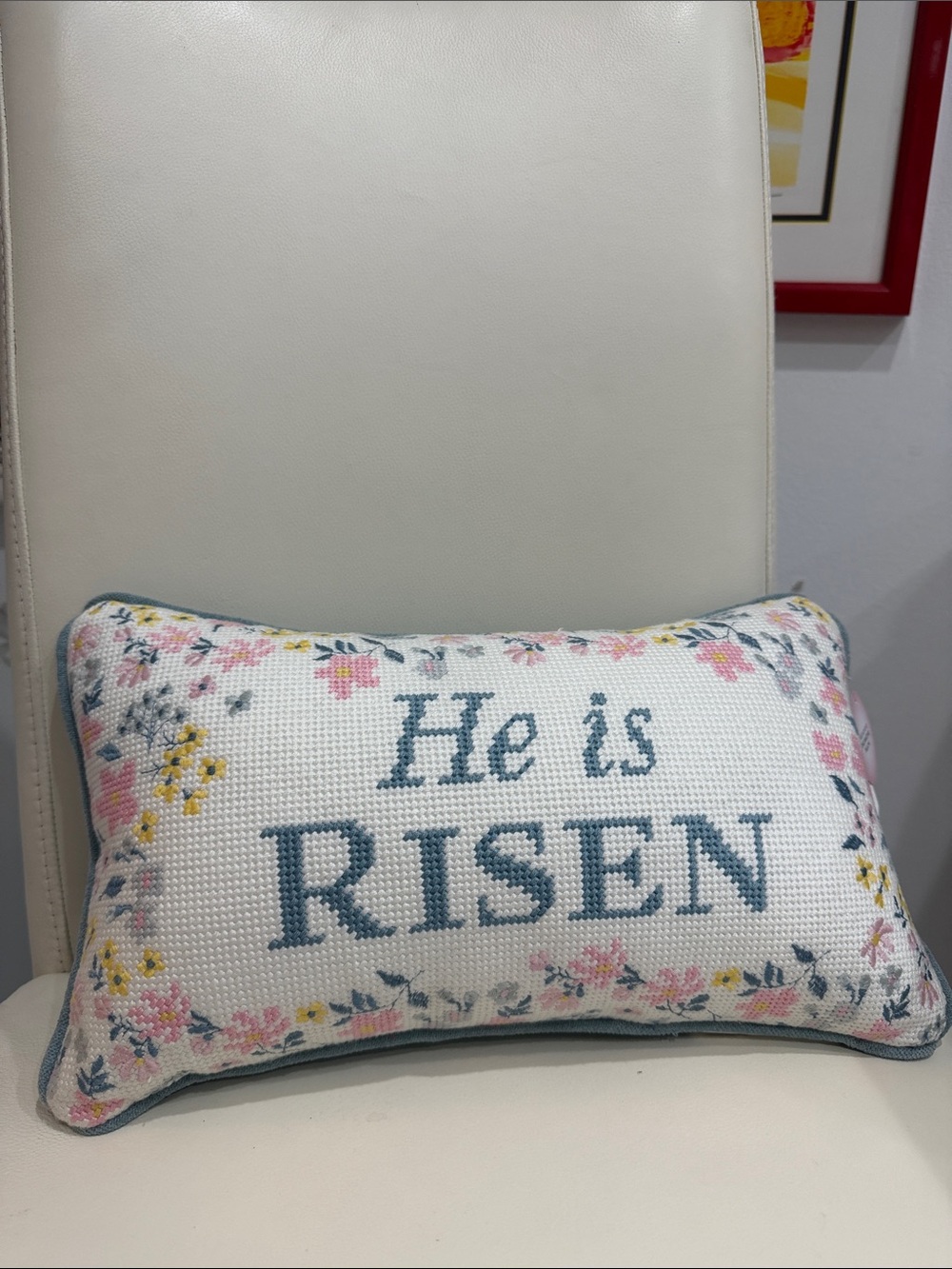 "He is Risen" Embroidered Accent Pillow